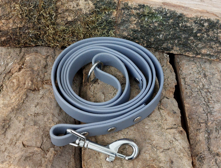 Grey Waterproof Biothane Dog Lead Handmade in Yorkshire