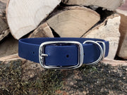 Navy Blue Waterproof Biothane Dog Collar Handmade in Yorkshire