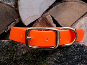 Neon Orange Waterproof Biothane Dog Collar Handmade in Yorkshire