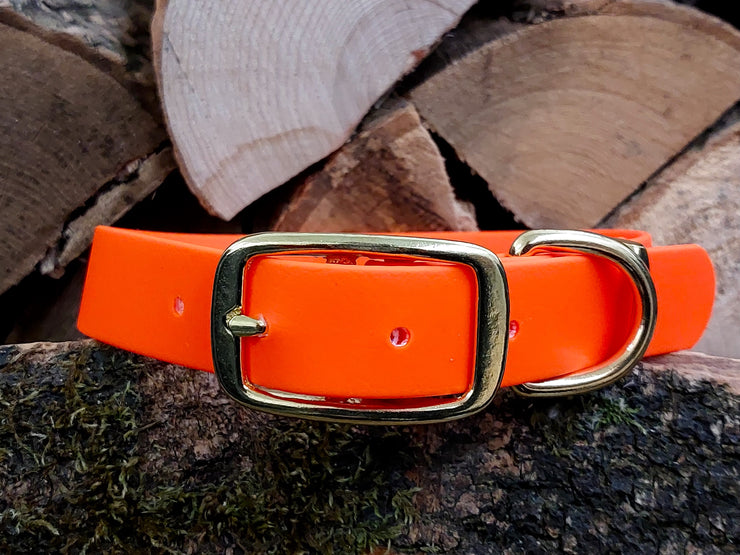 Neon Orange Waterproof Biothane Dog Collar Handmade in Yorkshire