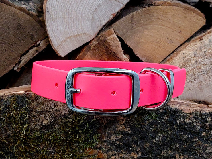Neon Pink Waterproof Biothane Dog Collar Handmade in Yorkshire