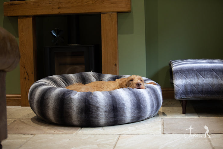 Grey Luxury Deluxe Donut Dog Bed