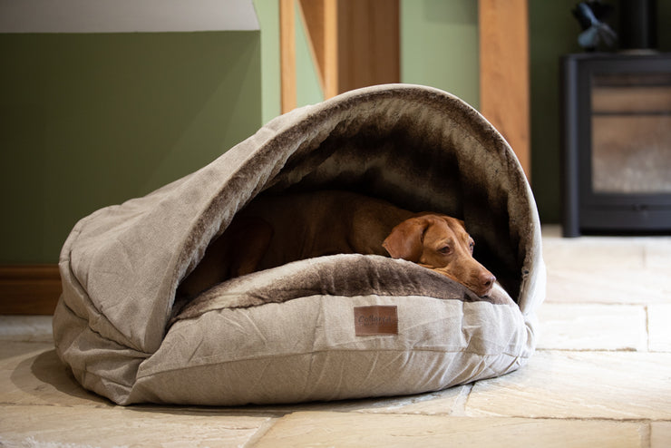 Small Beige Luxury Dog Cave Bed