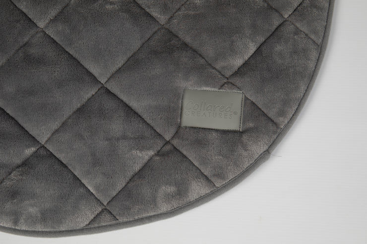 Collared Creatures Luxury Grey Quilted Deluxe Cocoon Round Blanket | Collared Creatures ...