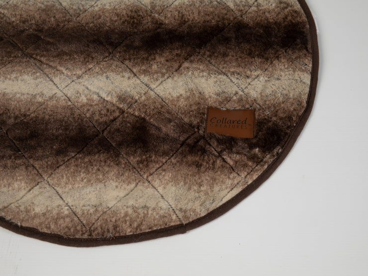 Collared Creatures Luxury Brown Faux Fur Cave Bed Round Blanket