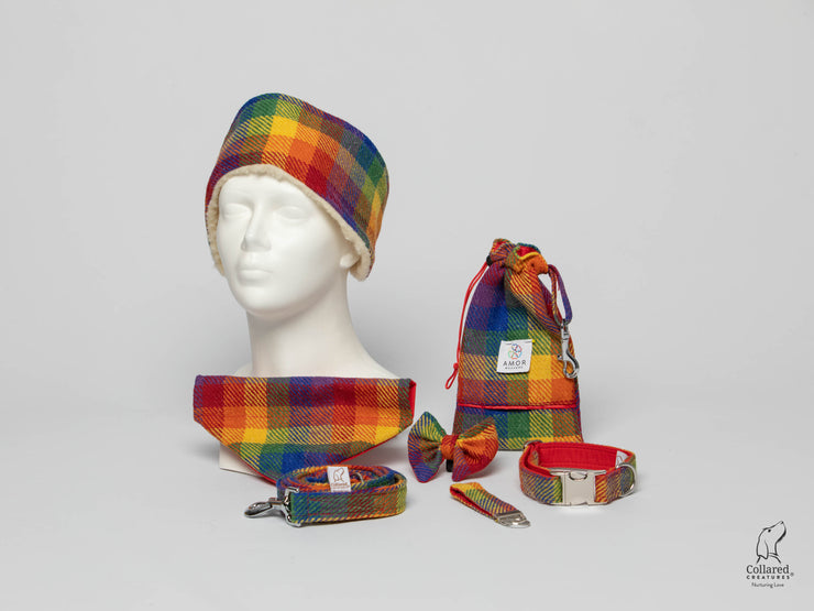 Collared Creatures Rainbow Large Check Kempy Tweed Luxury Dog Accessories collection