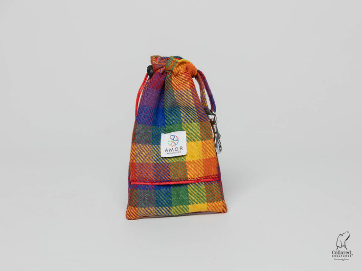 Rainbow large  Check Kempy Tweed Treat Bag With Built-In Poop Bag Dispenser