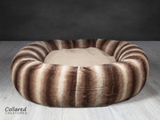 Collared Creatures gorgeous, luxury  brown deluxe donut dog bed