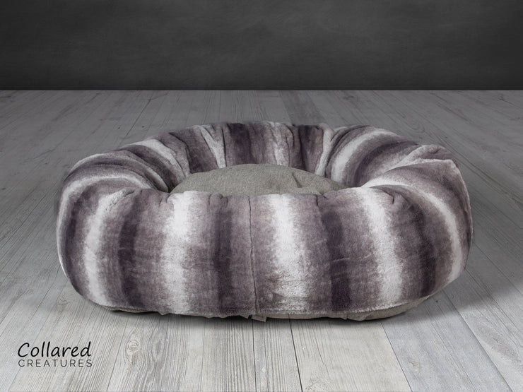 Collared Creatures luxury grey deluxe donut dog bed