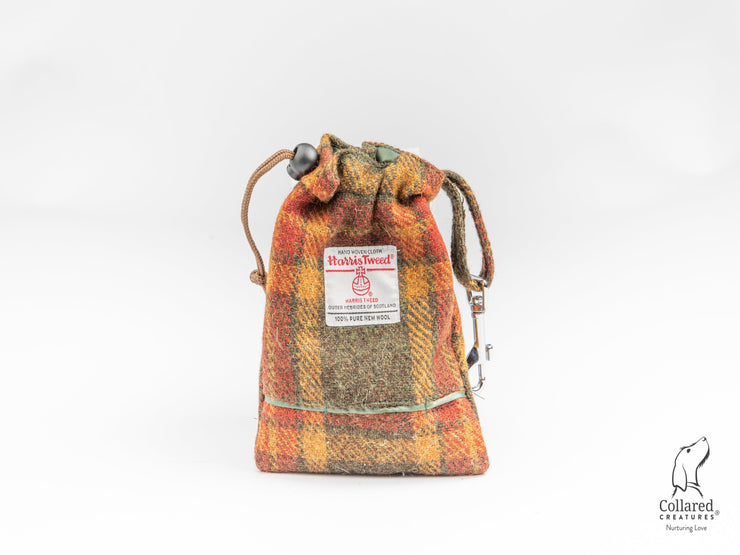 product photo of collared creatures Autumnal Check Harris tweed treat bag
