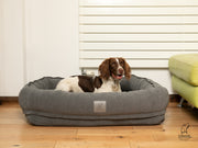 Collared Creatures Grey Bolster Hoodied Dog Bed - With Removable Hood