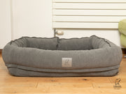 Collared Creatures Grey Bolster Hoodied Dog Bed - With Removable Hood