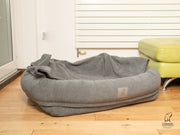 Collared Creatures Grey Bolster Hoodied Dog Bed - With Removable Hood