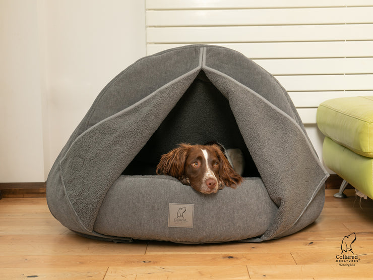 Collared Creatures Grey Deluxe Comfort Cocoon Dog Cave Bed (new material)