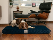Collared Creatures Sapphire Blue Velour Luxury Mattress Dog Bed