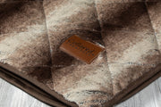 collared Creatures Luxury Dog Blanket -Sofa Throw In Brown Faux Fur displayed on a grey background