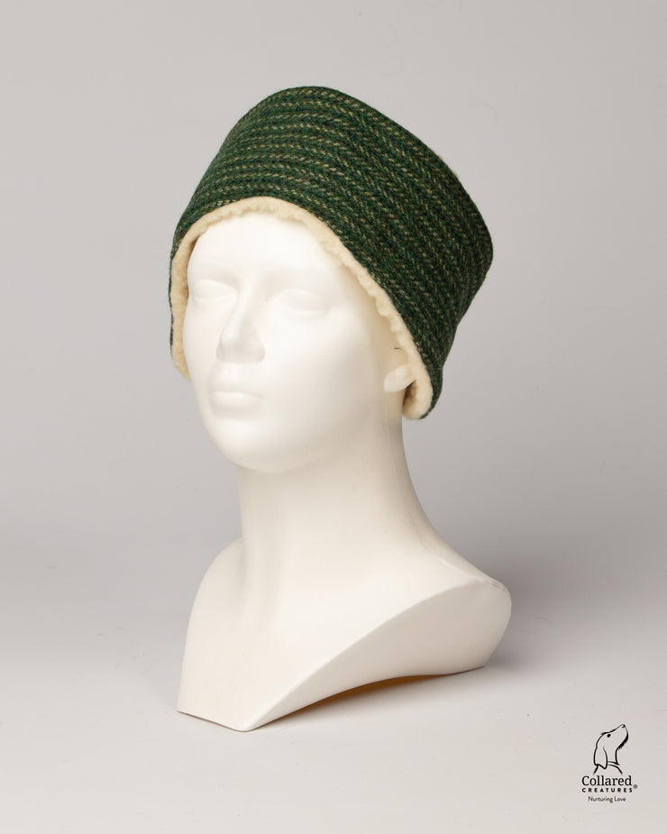 Collared Creatures Dashes of Green Harris Tweed Ladies Headband