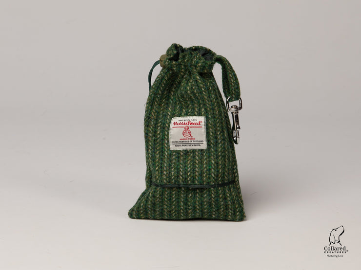 Dashes Of Green Harris Tweed Treat Bag With Built-In Poop Bag Dispenser |collared creatures