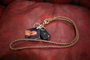 Collared Creatures Braided / Woven Rich Tan Leather Lanyard, Single