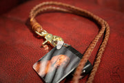 Collared Creatures Braided / Woven Rich Tan Leather Lanyard, Single