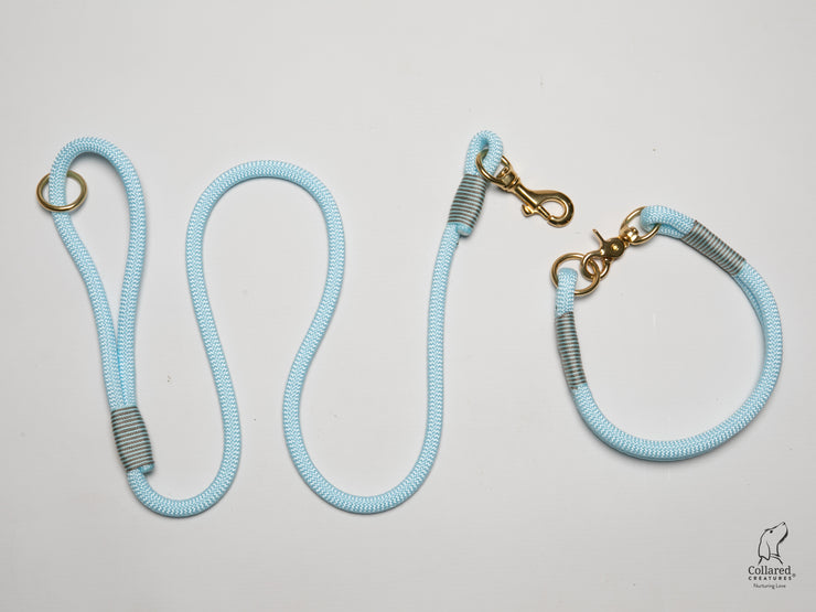 Pastel blue Handmade Rope  collar with whipping