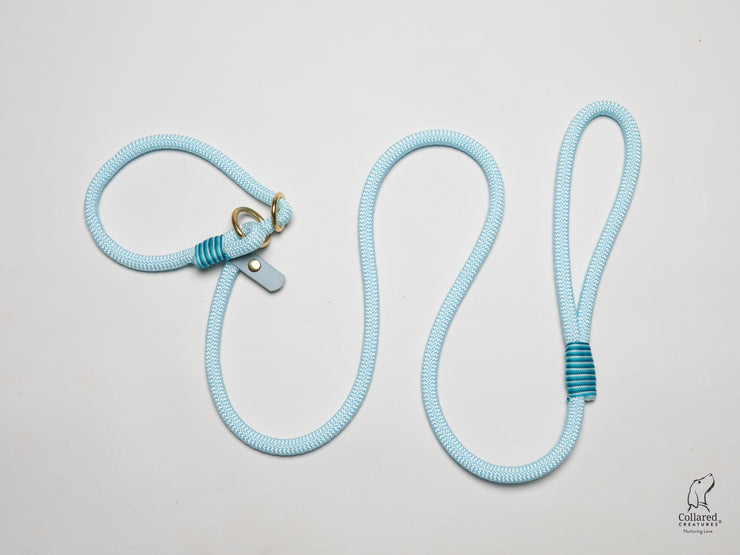 handmade-rope-slip-lead-pastel-blue-with-whipping|collaredcreatures