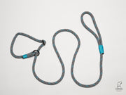handmade-rope-slip-lead-tartan-grey-and-blue-with-whipping|collaredcreatures