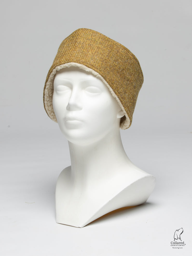 mustard-twill-harris-tweed-handmade-ladies-headband |collaredcreatures