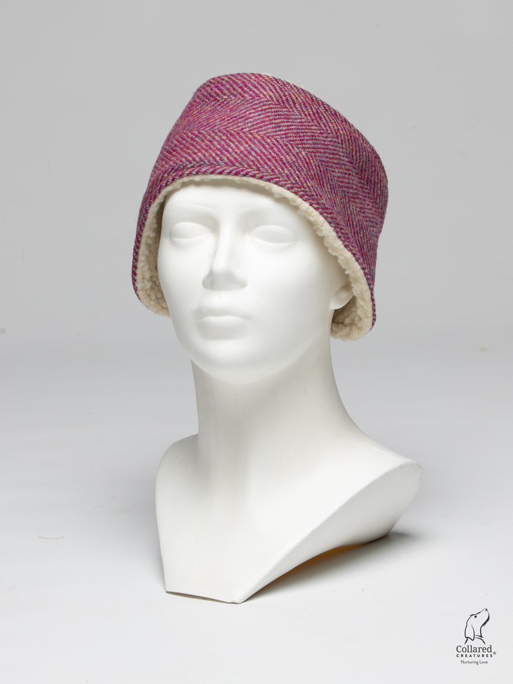 Collared Creatures Raspberry Ripple Herringbone Harris Tweed Luxury Ladies Headband