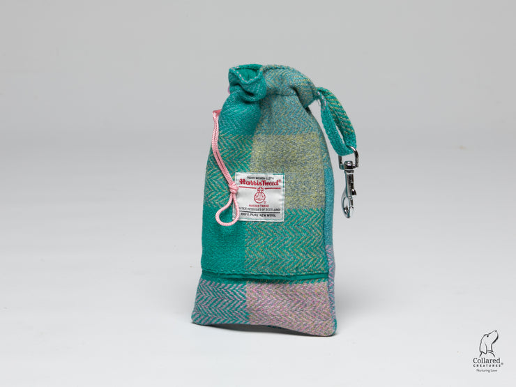 Summer-herringbone-harris-tweed-treat-bag-with-built-in-poop-bag-dispenser|collaredcreatures