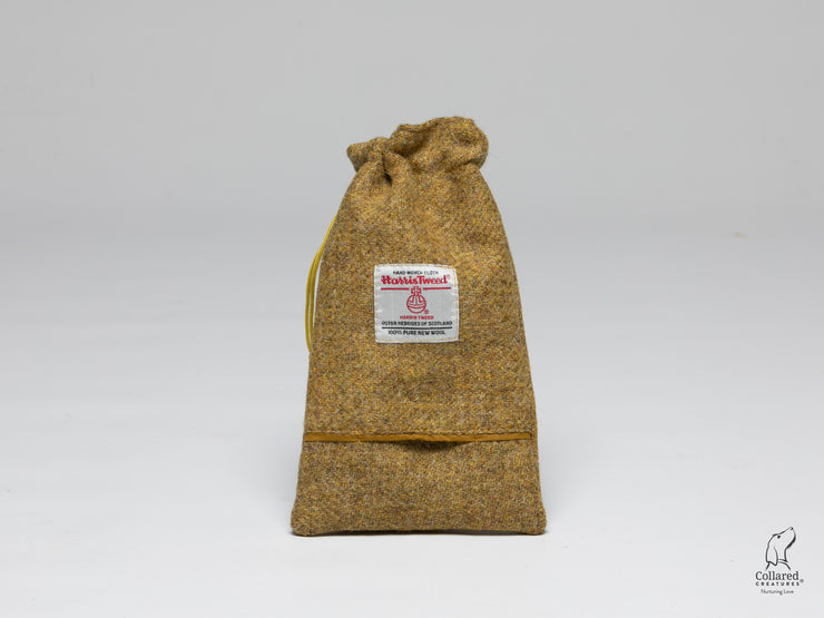 mustard-twill-handmade-harris-tweed-treat-bag-with-built-in-poop-dispenser|collaredcreatures