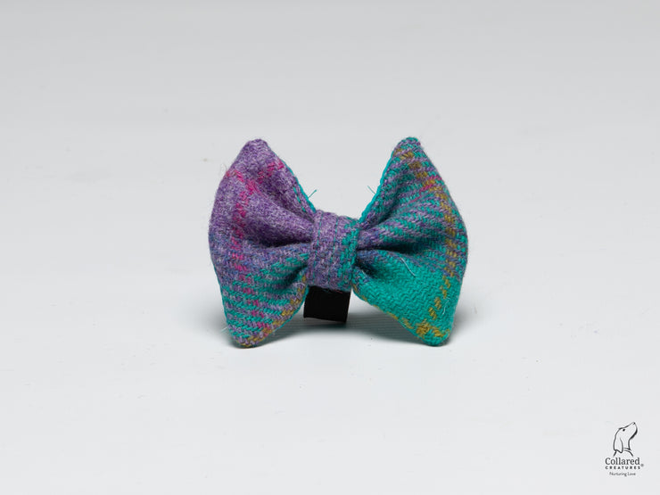 teal-and-lilac-check-harris-tweed-luxury-bow-tie|collaredcreatures