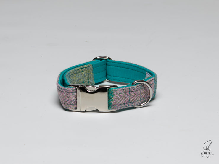 summer-herringbone-harris-tweed-check-handmade-luxury-dog-collar|collaredcreatures