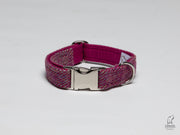 raspberry-ripple-herringbone-harris-tweed-dog-collar|collaredcreatures