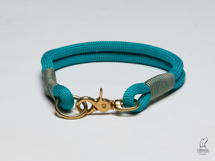 teal-handmade-rope-collar-with-whipping|collaredcreatures