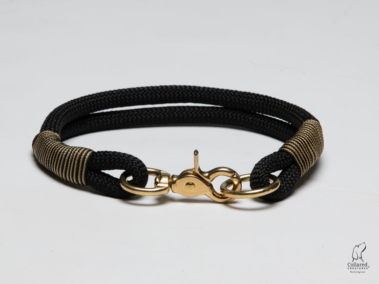 Black Handmade Rope Dog Collar with whipping