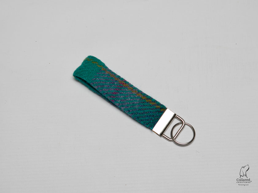 Teal and Lilac Check Luxury Harris Tweed Keyring | Key Fob – Collared ...