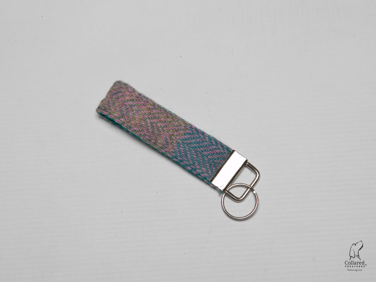 Collared Creatures Summer Herringbone check Luxury Harris Tweed Key Ring