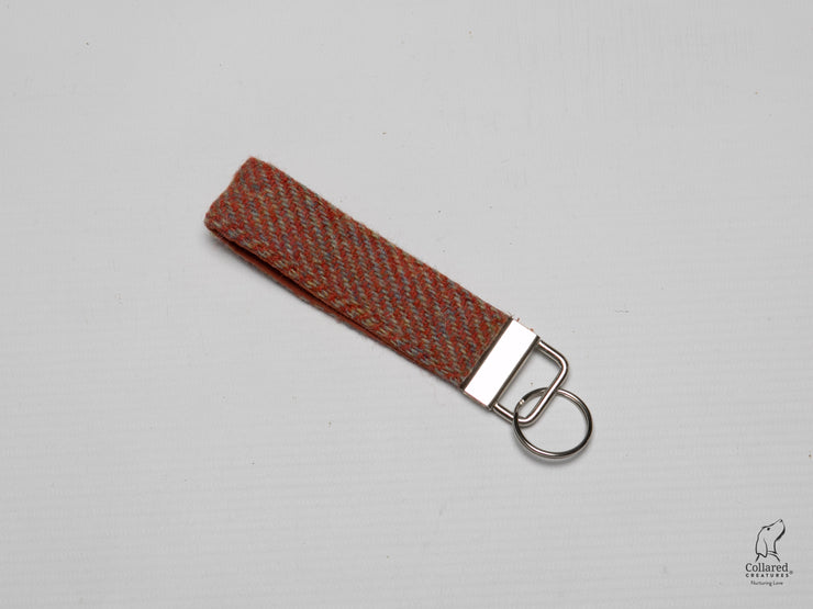 mandarin-herringbone-harris-tweed-key-fob|collaredcreatures