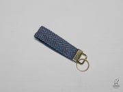 Collared Creatures Blue Herringbone Harris Tweed Key Ring