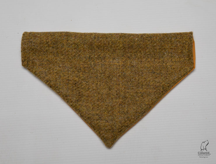 mustard-twill-handmade-harris-tweed-dog-bandana|collaredcreatures