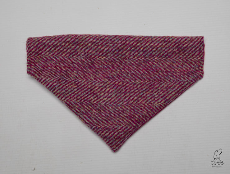 rasberry-ripple-herringbone-harris-tweed-dog-bandana|collaredcreatures-