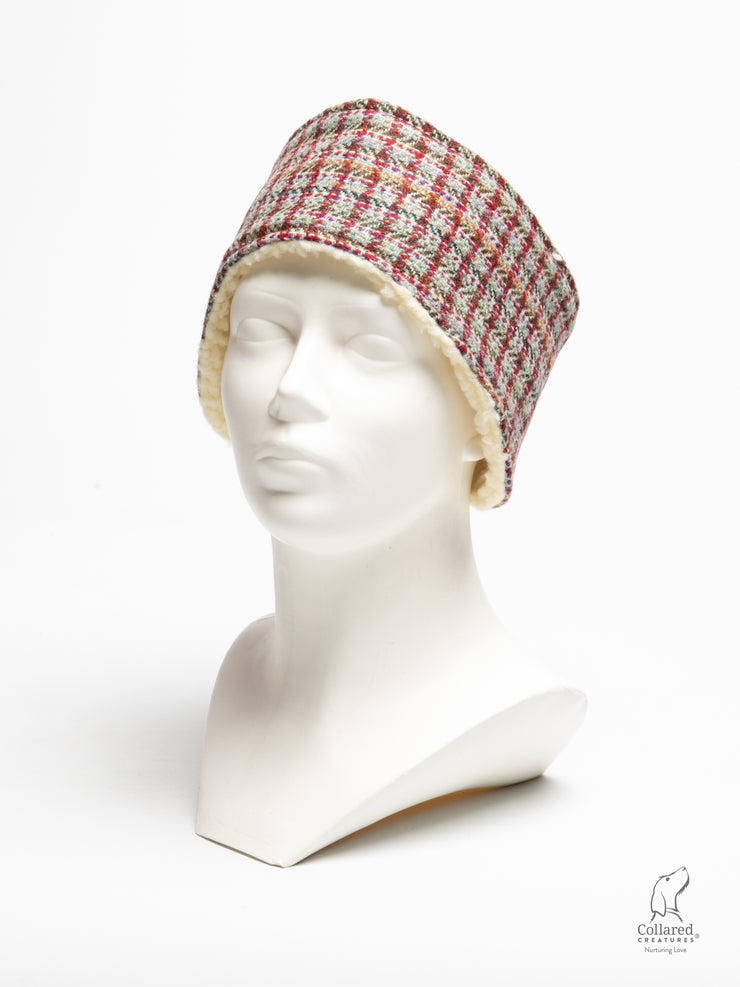 handmade-red-multi-check-harris-tweed-headband|collaredcreatures