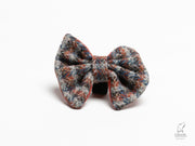 Blue & Orange Multi Check Luxury Harris Tweed Dog Bow Tie