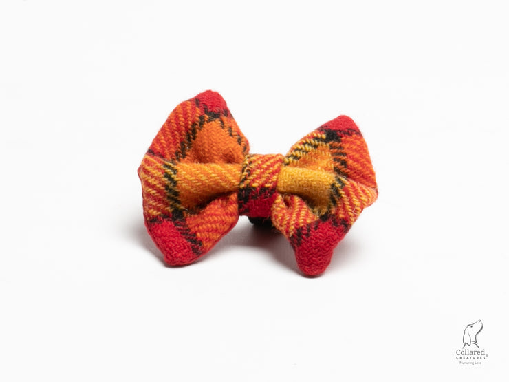 Collared Creatures Sunset Check Harris Tweed Luxury Dog Bow Tie