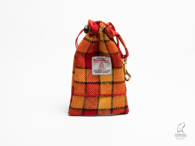 handmade-sunset-check-harris-tweed-treat-bag-with-built-in-poop-dispenser|collaredcreatures