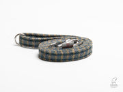Collared Creatures Yellow & Blue Small Check Harris Tweed Luxury Dog Lead