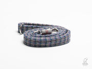 Collared Creatures Lilac & Blue Small Check Harris Tweed Luxury Dog Lead