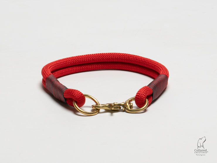 Vibrant Red Handmade Rope Dog Collar with whipping