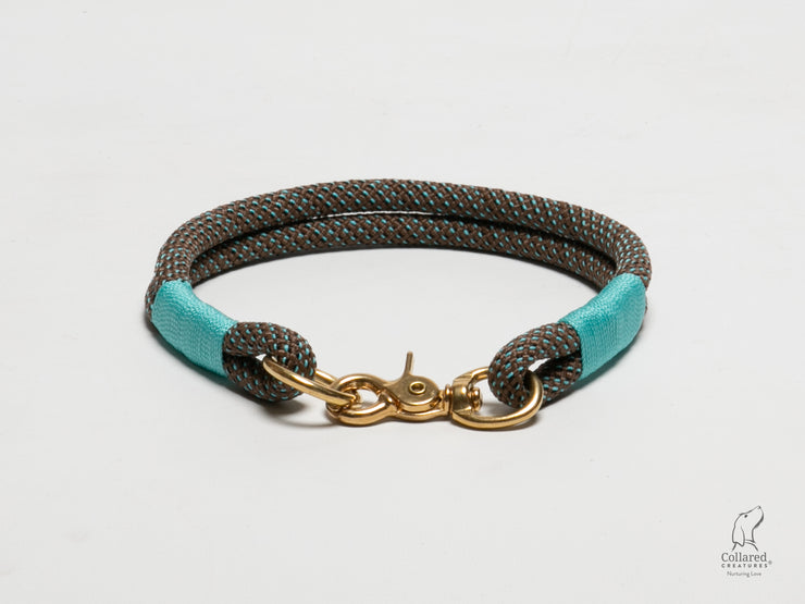A Touch of Turquoise Handmade Rope Dog Collar with whipping